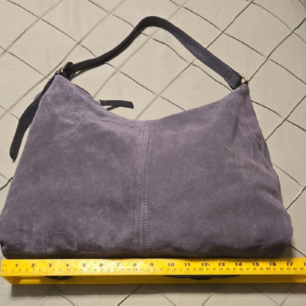 Spacious Gray Genuine SUEDE Hobo Bag
